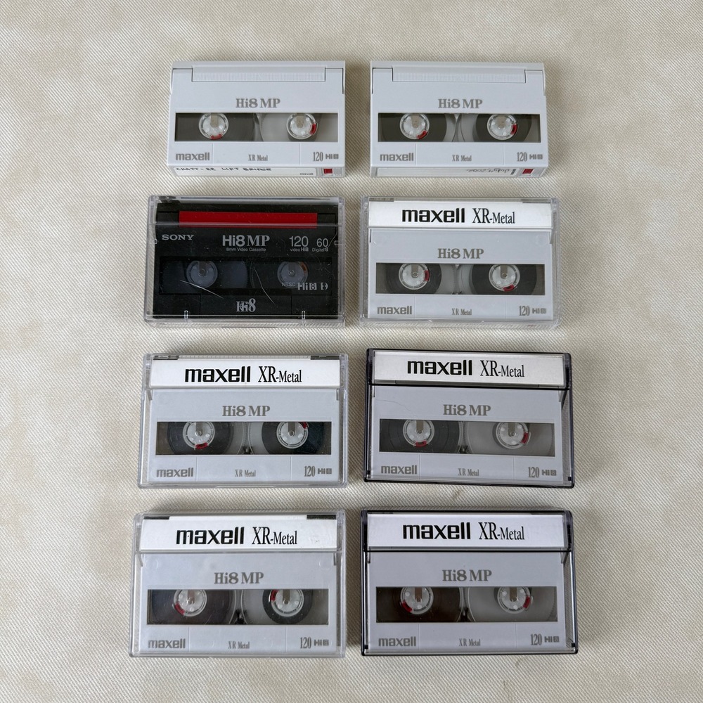 Maxell Sony Hi8 MP 120‎ 8mm Video Cassette Tapes Lot of 8 Mixed XR-Metal Used